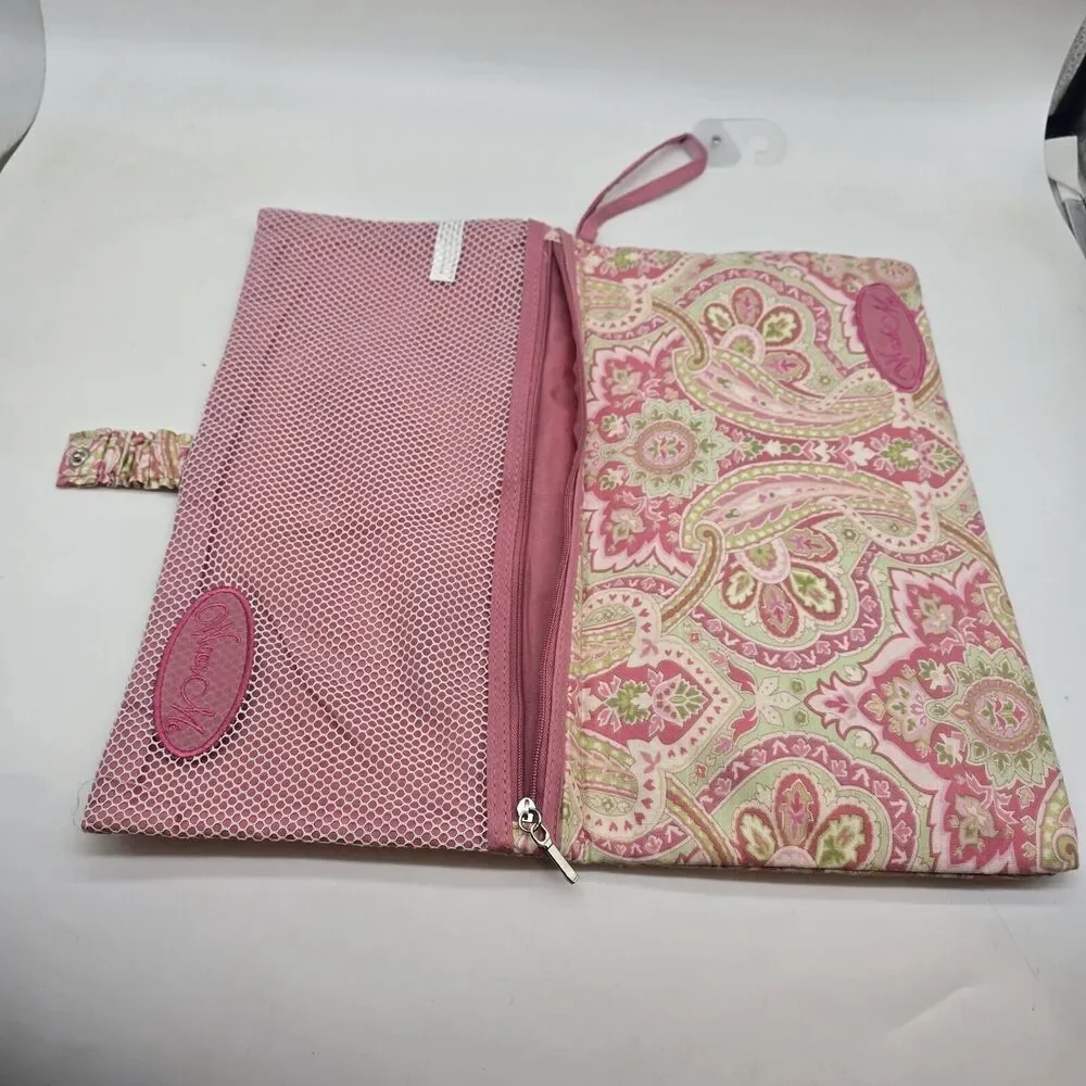 Raymond Waites Lingerie Organizer Pink Paisley Folding Travel 17X7 Fabric NEW